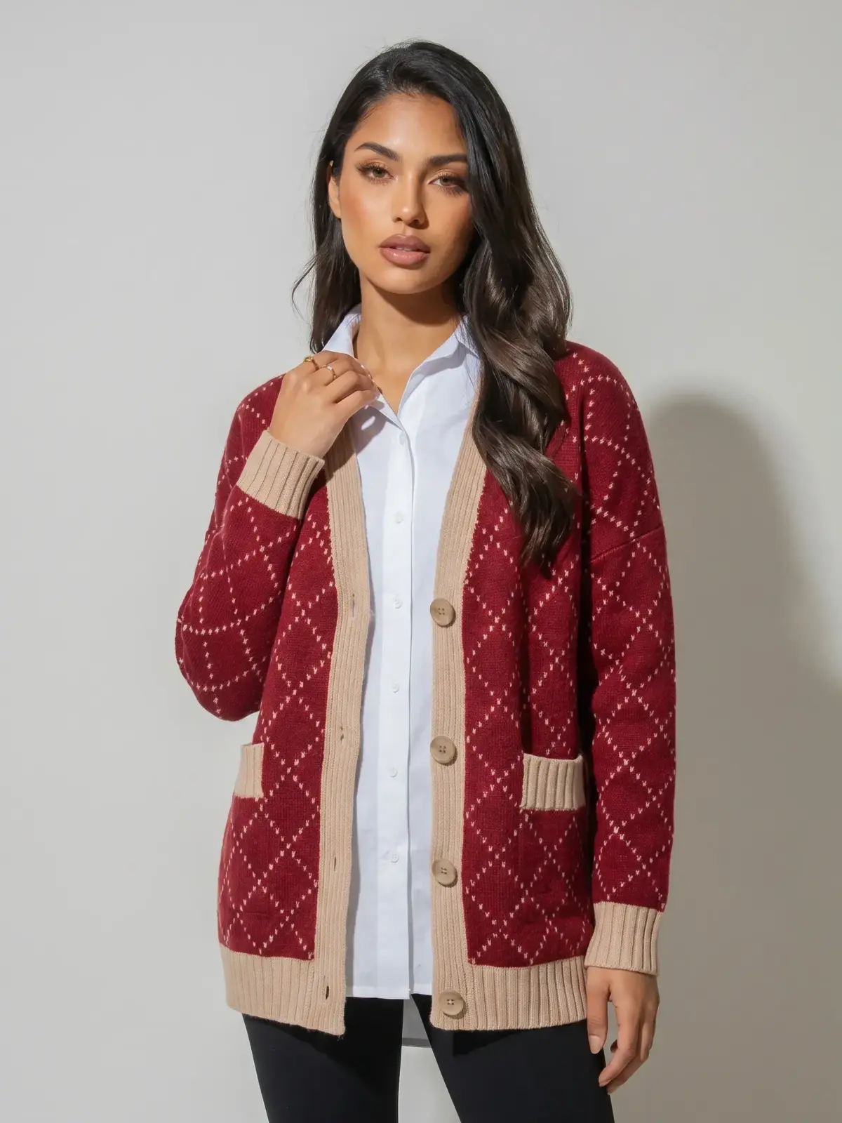 Argyle Knit Cardigan