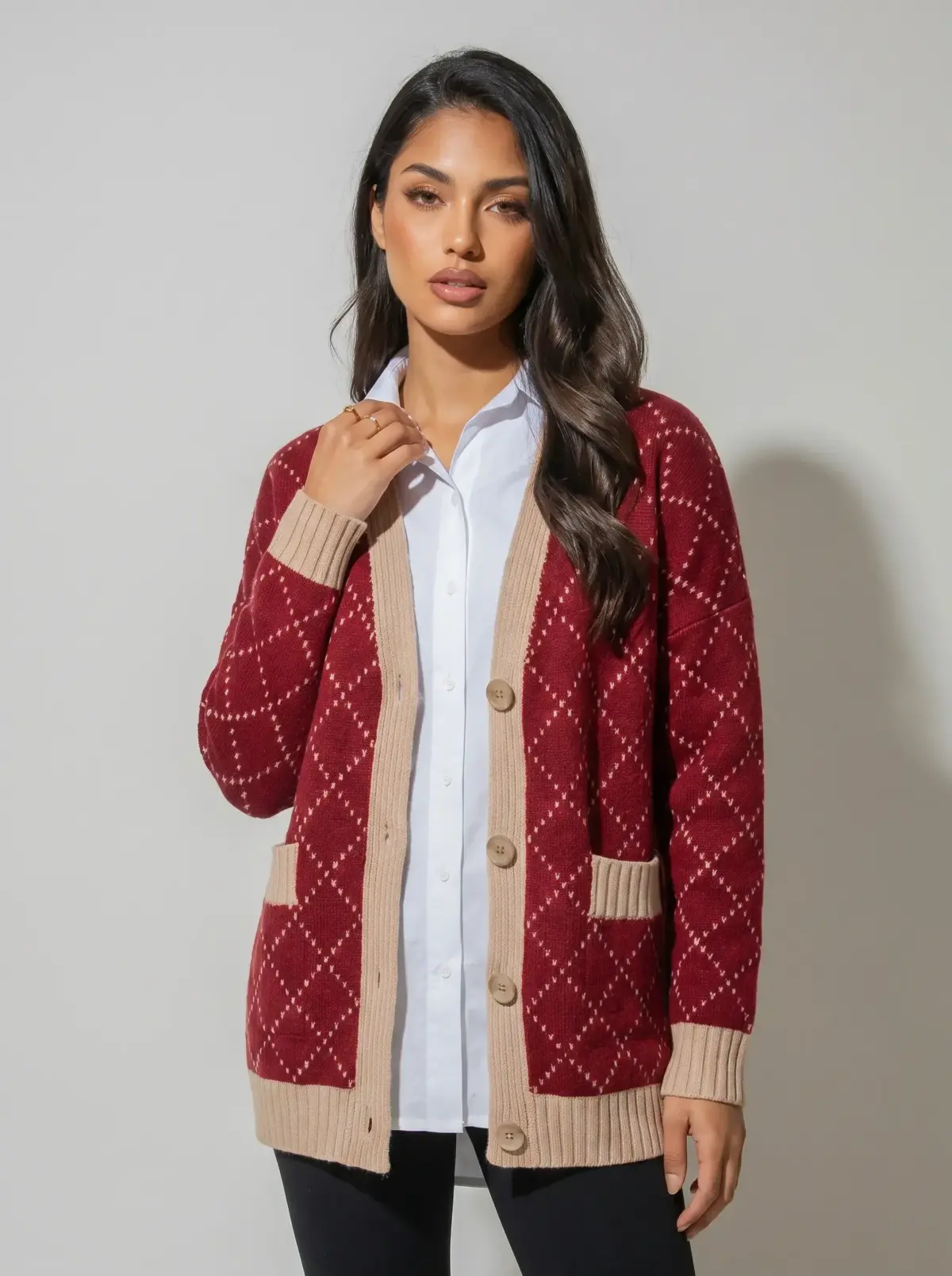 Argyle Knit Cardigan